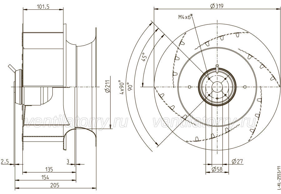 Brand new RH31L-4EP.WD.1R ZIEHL-ABEGG centrifugal fan  1-230V 50HZ