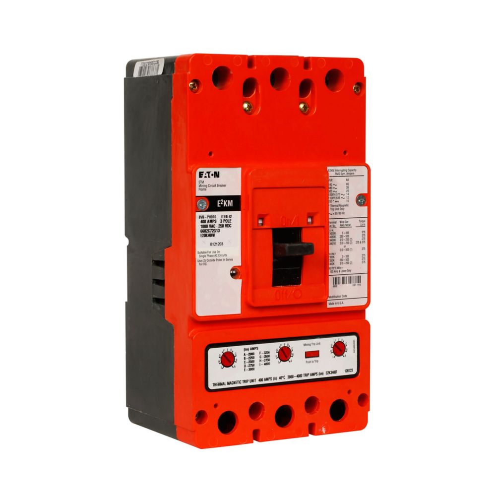 Eaton E2KM3400W Mining 400A 3-Pole Molded Case Circuit Breaker T207