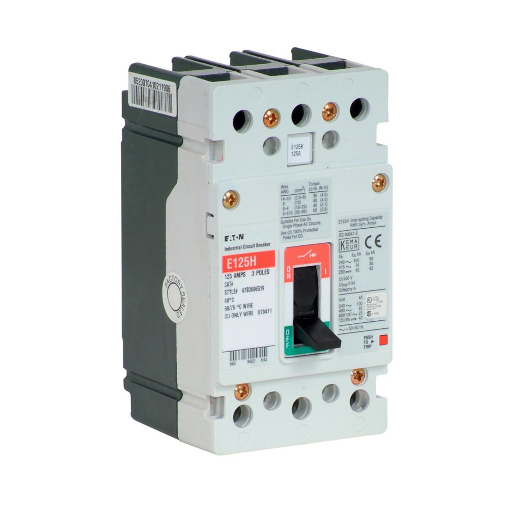 Eaton EGH3090FFB Series G 90A 3-Pole Molded Case Circuit Breaker Bolt-On