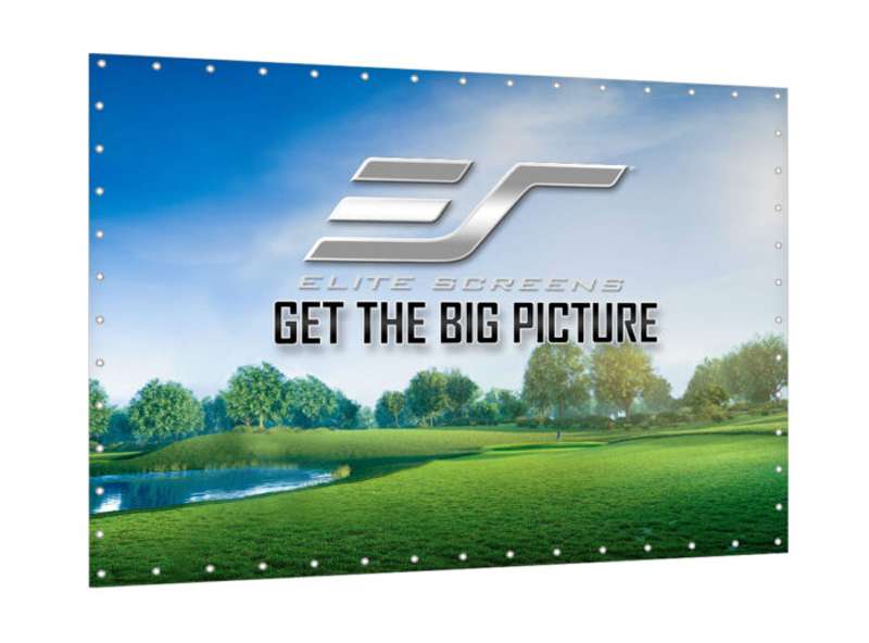 Elite Screens GolfSim DIY, Do-it-Yourself ImpactWhite 360 Golf Impact Screen Material, Velvet Border with Metal Grommets, 118.1" x 96.5", Folded Packing