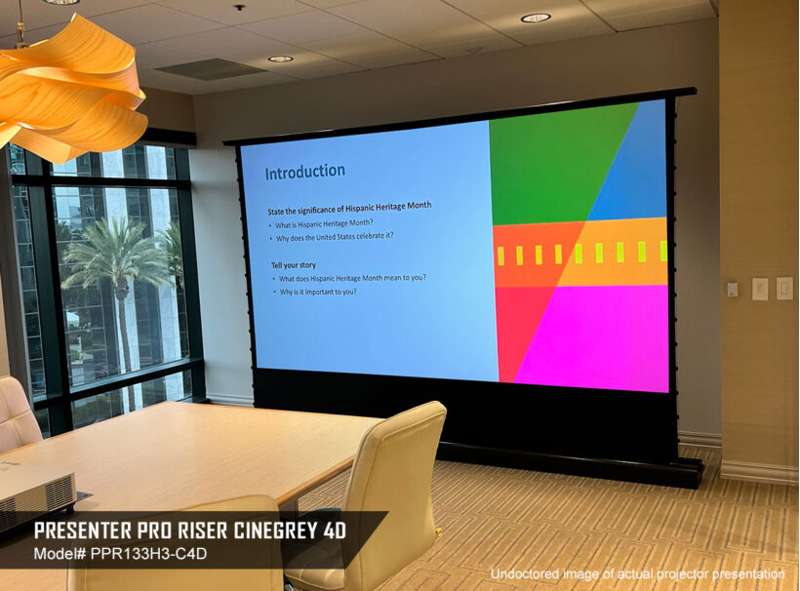 Elite Screens Presenter Pro Riser CineGrey 4D Series, 150-inch Diag. 16:9 Electric Screen, CineGrey 4D Material
