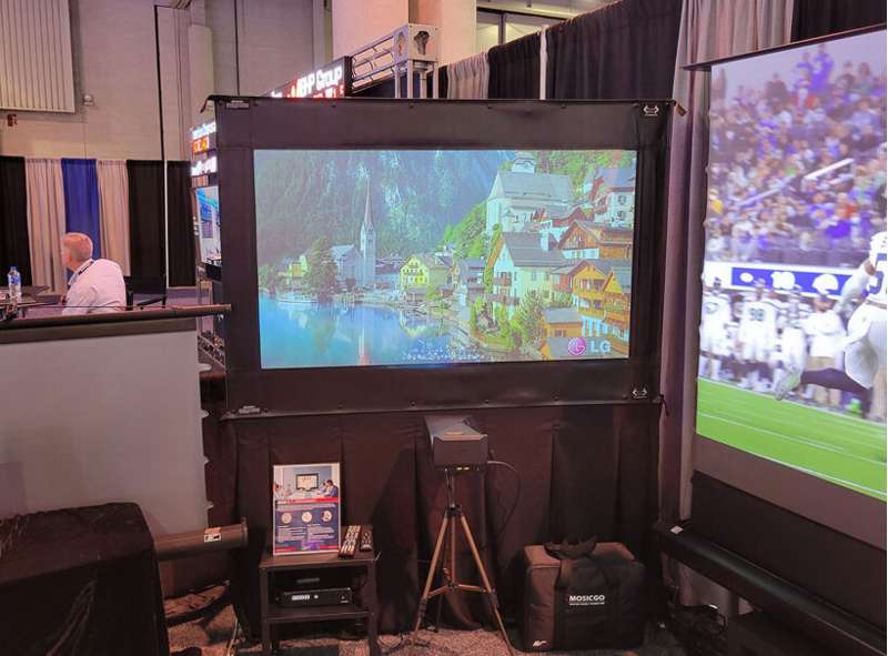 Elite Screens Presenter Pro CLR 2 Series, 123-inch Diag. 16:9 Portable Screen, Ceiling Light Rejecting (CLR)2 Material