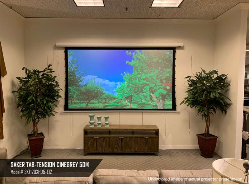 Elite Screens Saker Tab-Tension CineGrey 5D Series, 100-inch Diag. 16:9 Electric Screen, CineGrey 5D Material