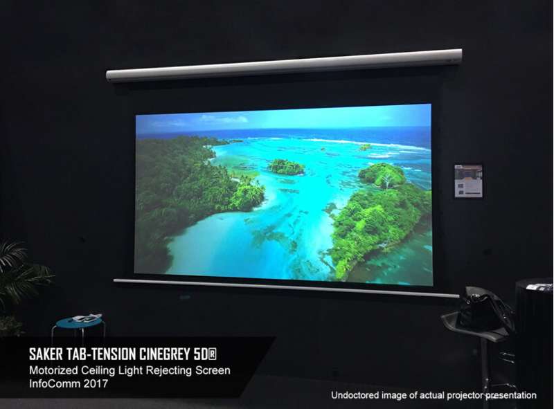 Elite Screens Saker Tab-Tension CineGrey 5D Series, 100-inch Diag. 16:9 Electric Screen, CineGrey 5D Material