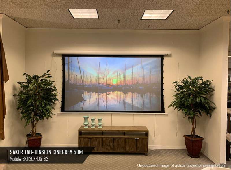 Elite Screens Saker Tab-Tension CineGrey 5D Series, 120-inch Diag. 16:9 Electric Screen, CineGrey 5D Material