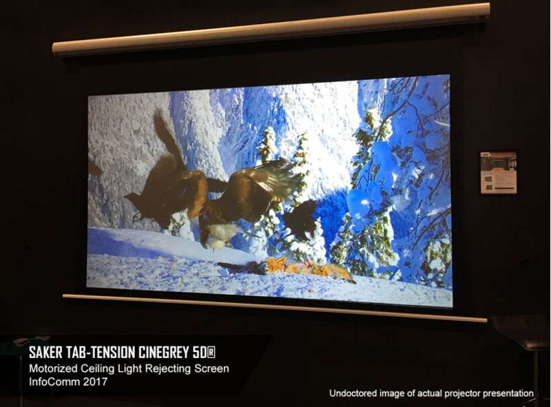 Elite Screens Saker Tab-Tension CineGrey 5D Series, 120-inch Diag. 16:9 Electric Screen, CineGrey 5D Material