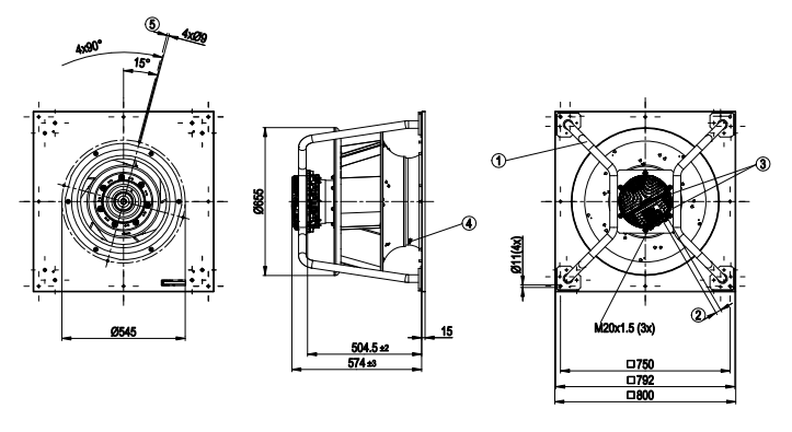 K3G560-PB31-71 Ebm-papst FAN Motor M3G150-IF 400V 3.3KW 5.1A 1540RPM