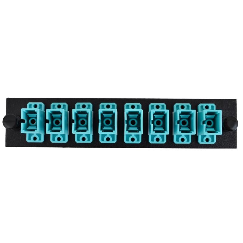 SC 8-Pack Plate MM 50um OM3 Aqua w/Black Plate