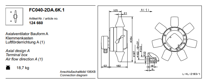 FC040-2DA.6K.1 ZIEHL-ABEGG Axial Fan 3~400V 1.4 kW 2.7A 2850 rpm