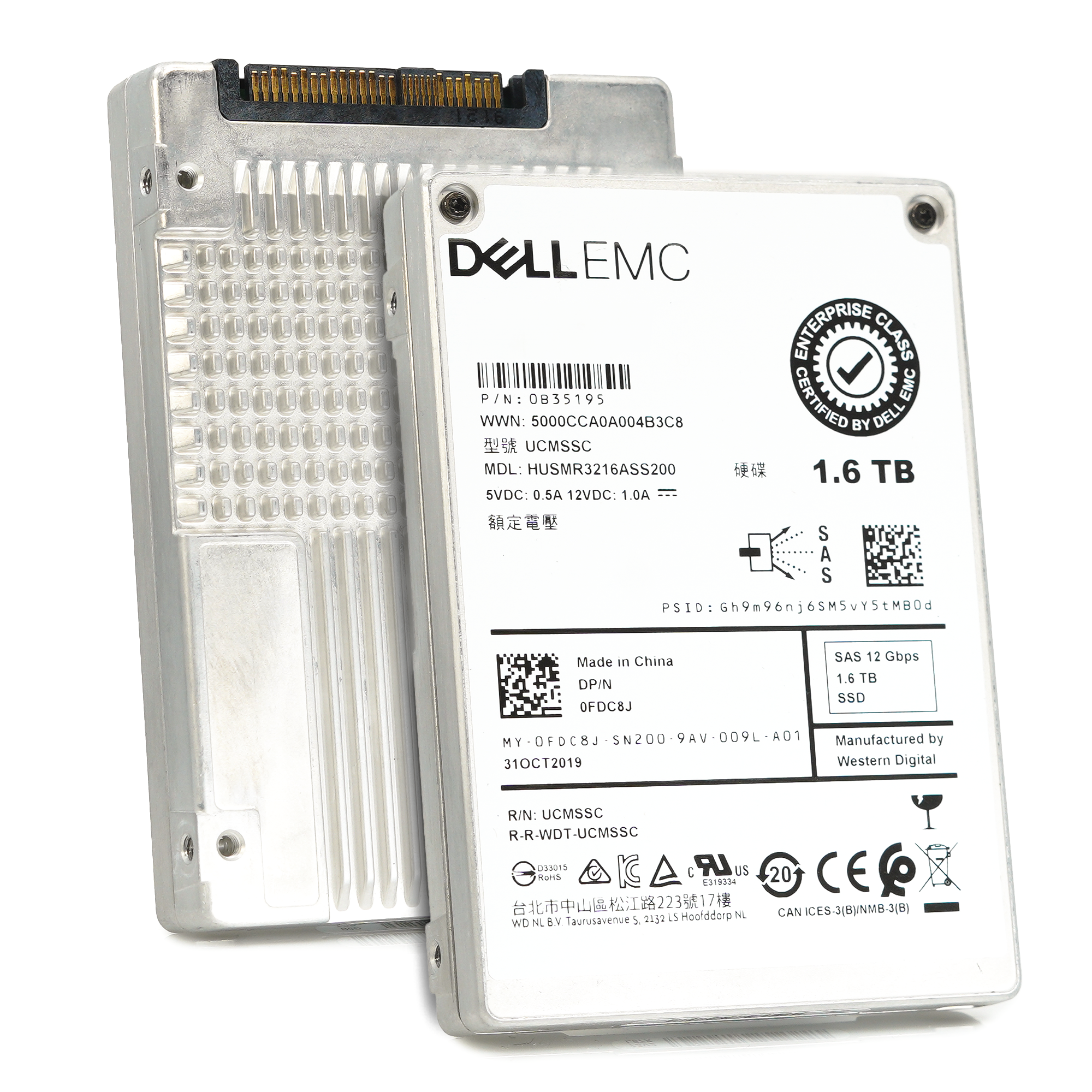 Dell Ultrastar DC SS300 FDC8J HUSMR3216ASS200 1.6TB SAS 12Gb/s 2.5in Solid State Drive
