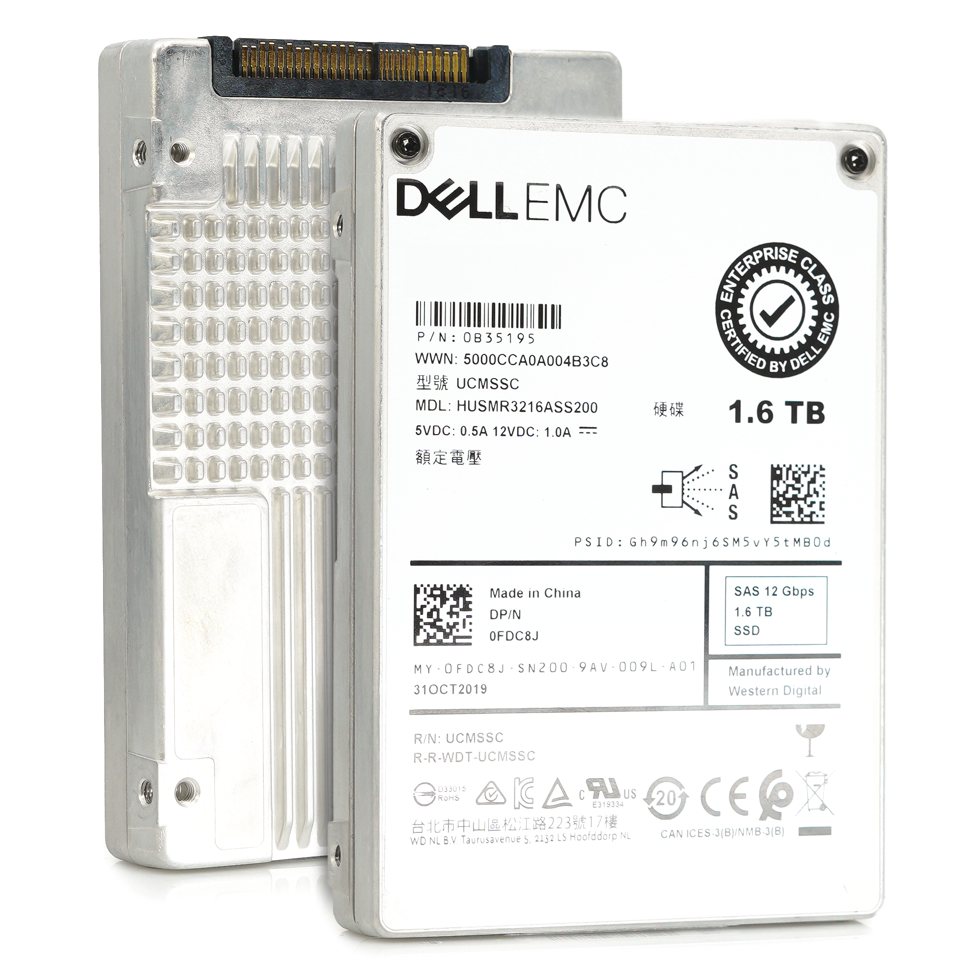 Dell Ultrastar DC SS300 FDC8J HUSMR3216ASS200 1.6TB SAS 12Gb/s 2.5in Solid State Drive