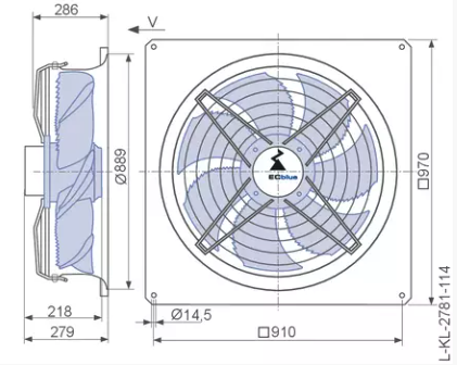FN080-ZIQ.DG.A5P4 ZIEHL-ABEGG Axial Fan 3.1 kW 4.8/3.8 A 1100 rpm