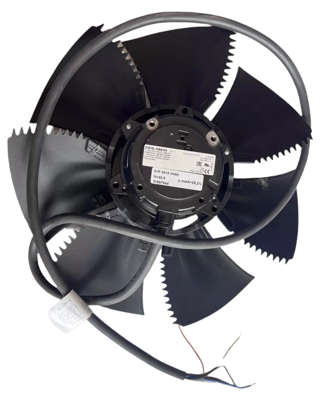 FN035-4EA.0F.V7P3  ZIEHL-ABEGG Axial Fan 0.23/0.15kW 380-480V 1.0/0.65A 1520rpm