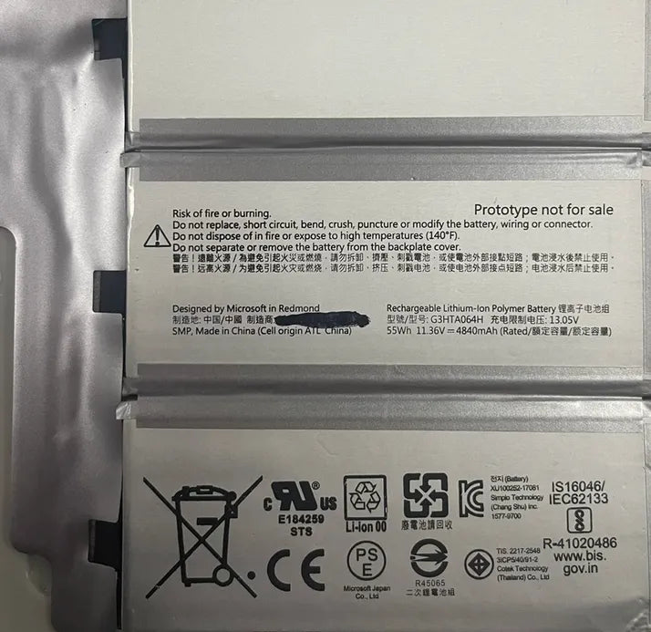 G3HTA064H G3HTA065H 4840mAh Battery for Microsoft Surface Book 3 13.5″ 1909
