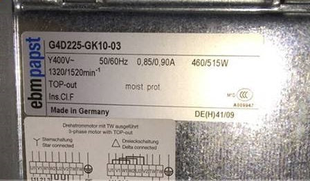 G4D225-GK10-03 ebmpapst centrifugal fan 380/480V 460/515W 0.85/0.0A industrial fan