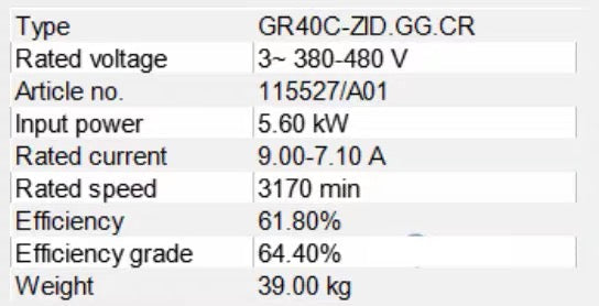 Ziehl-Abegg GR40C-ZID.GG.CR Industrial EC Centrifugal Fan | 380-480V 3.3kW | 9100 m³/h Airflow