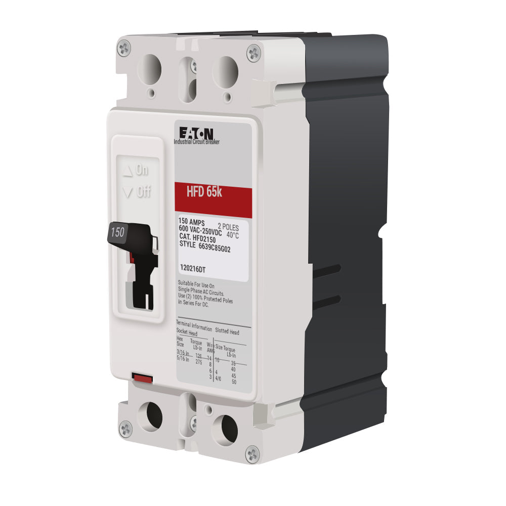 HFD2150 | Eaton 150A 2-Pole 600V Series C Molded Case Circuit Breaker