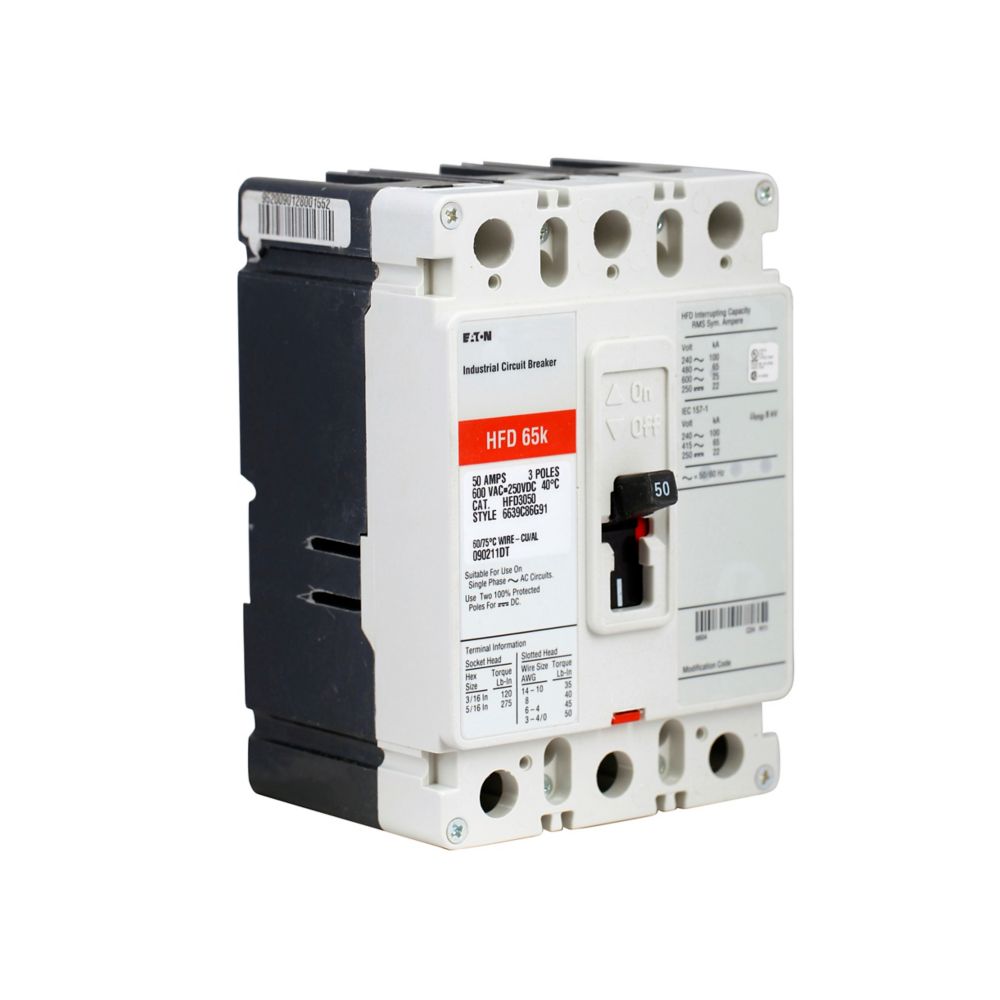 Eaton HFD3015VH09 Series C 15A 3-Pole Molded Case Circuit Breaker Naval Class