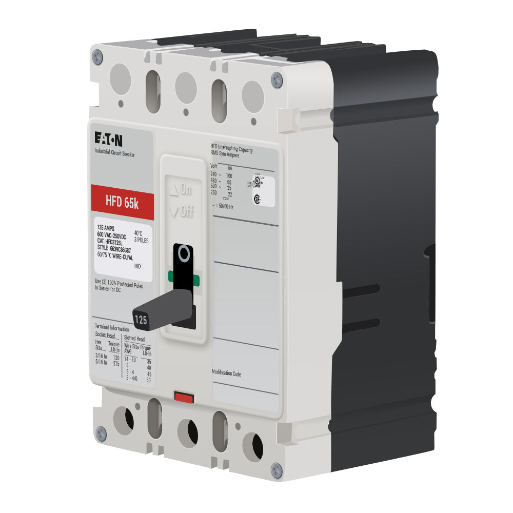 HFD3125L | Eaton Series C 125A 3-Pole F-Frame Molded Case Circuit Breaker