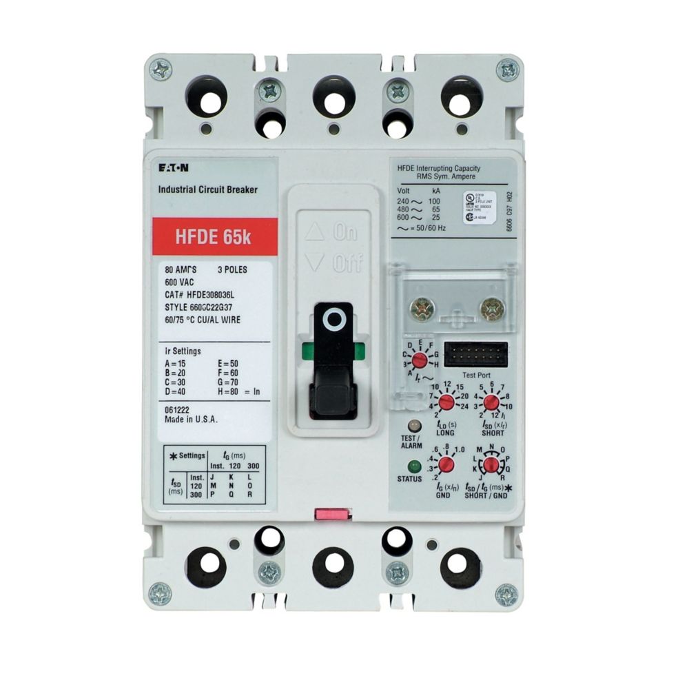 Eaton HFDE308036 Series C 80A 3-Pole Electronic Molded Case Circuit Breaker