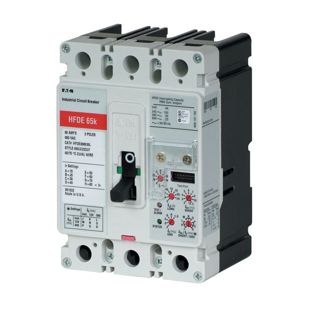 Eaton HFDE308036 Series C 80A 3-Pole Electronic Molded Case Circuit Breaker