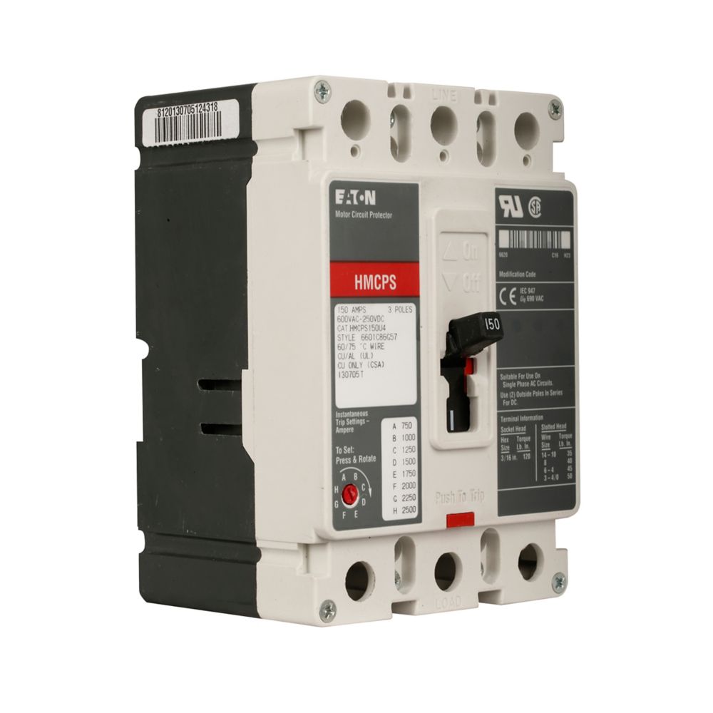 Eaton HMCPS150U4C Series C 150A 3-Pole Motor Circuit Protector for Electric Starters