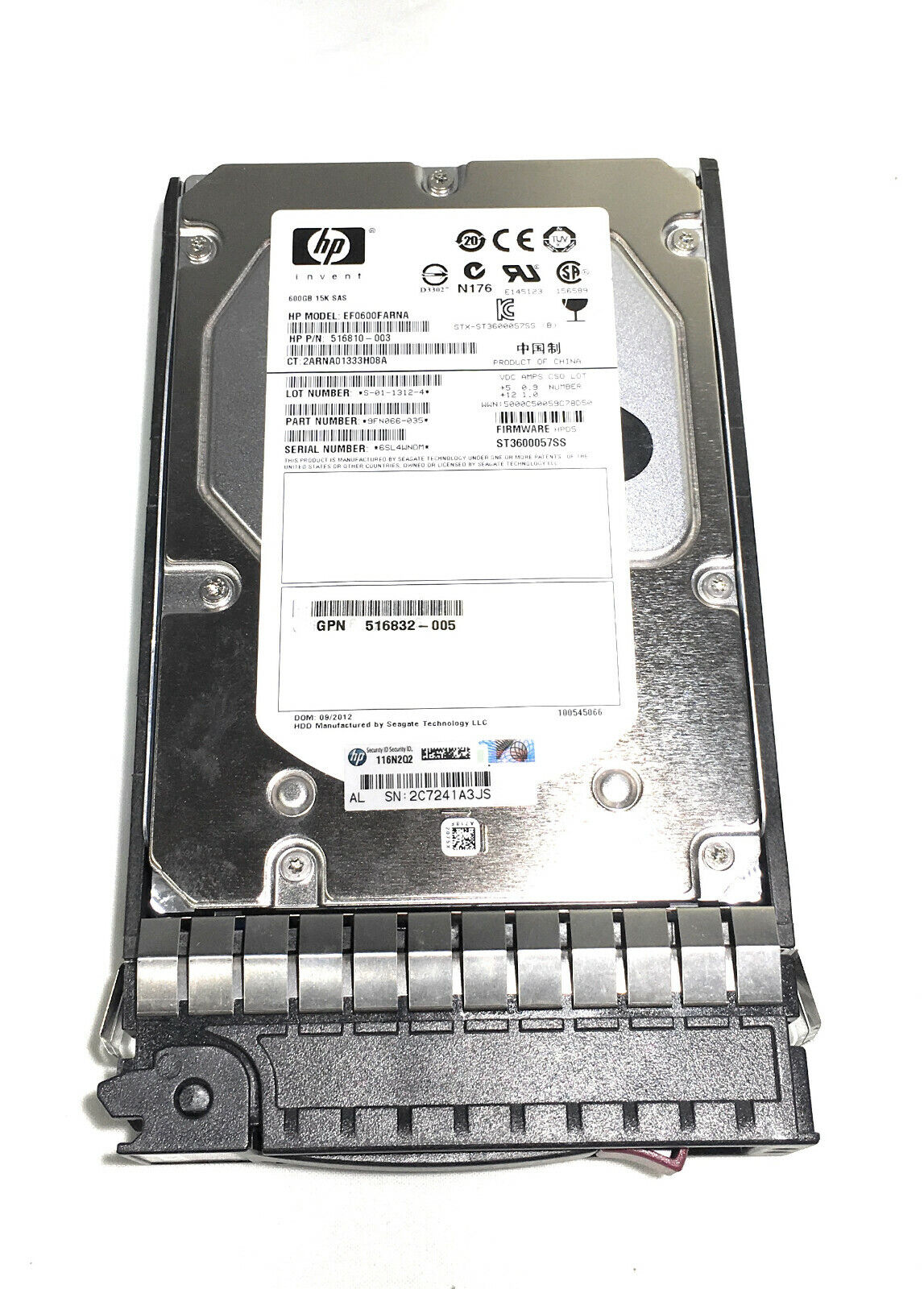EF0600FARNA 516810-003 600GB 15K 3.5" 6G DUAL PORT HARD DRIVE
