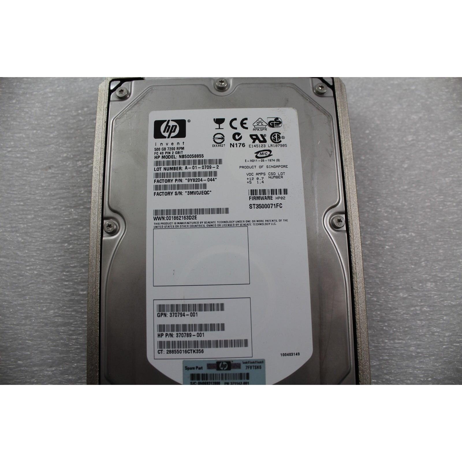 HP NB50058855 500GB 7200RPM 3.5" FATA HDD FC Internal Hard Drive with Tray 102645797649-FoxTI