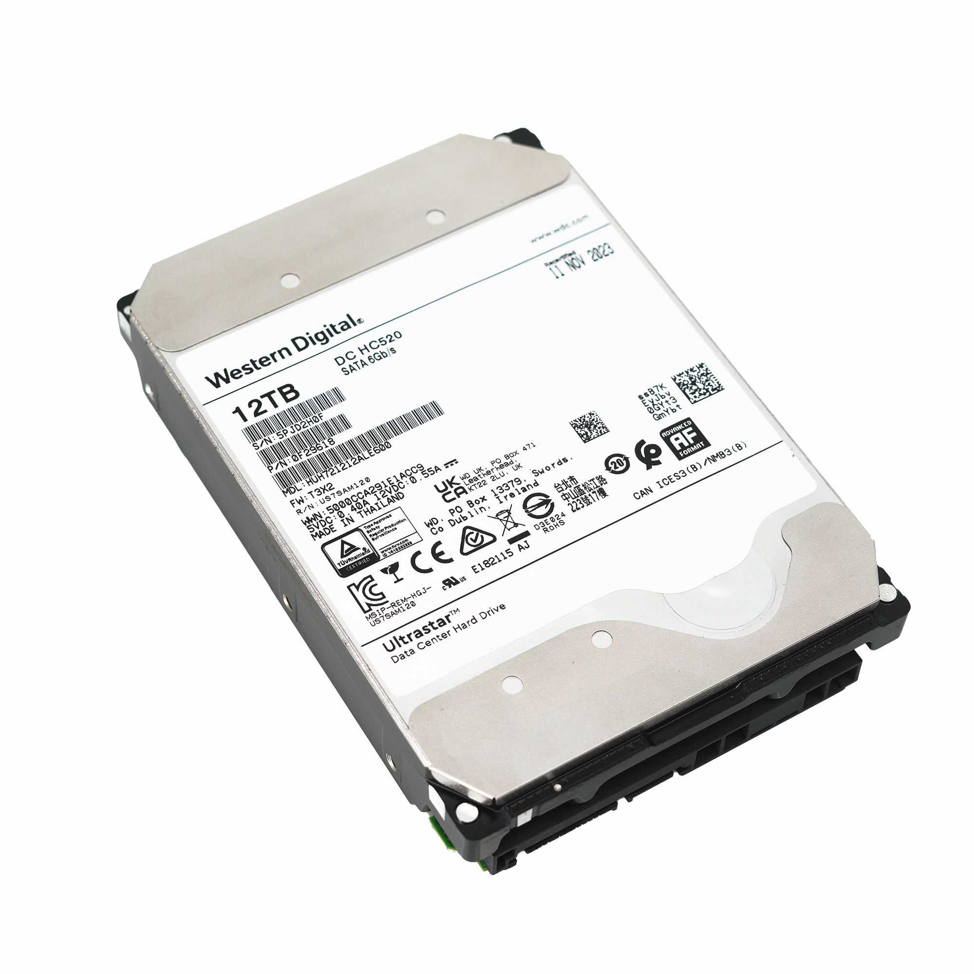 Western Digital Ultrastar DC HC520 HUH721212ALE600 0F29618 12TB 7.2K RPM SATA 6Gb/s 512e Power Disable 3.5in Recertified Hard Drive