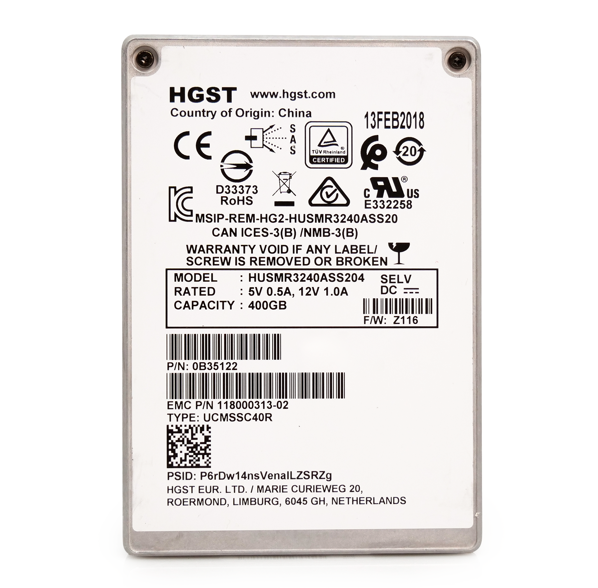 Western Digital Ultrastar DC SS300 HUSMR3240ASS204 400gb 3 DWPD SAS 12Gb/s 3D MLC NAND 2.5in Refurbished SSD
