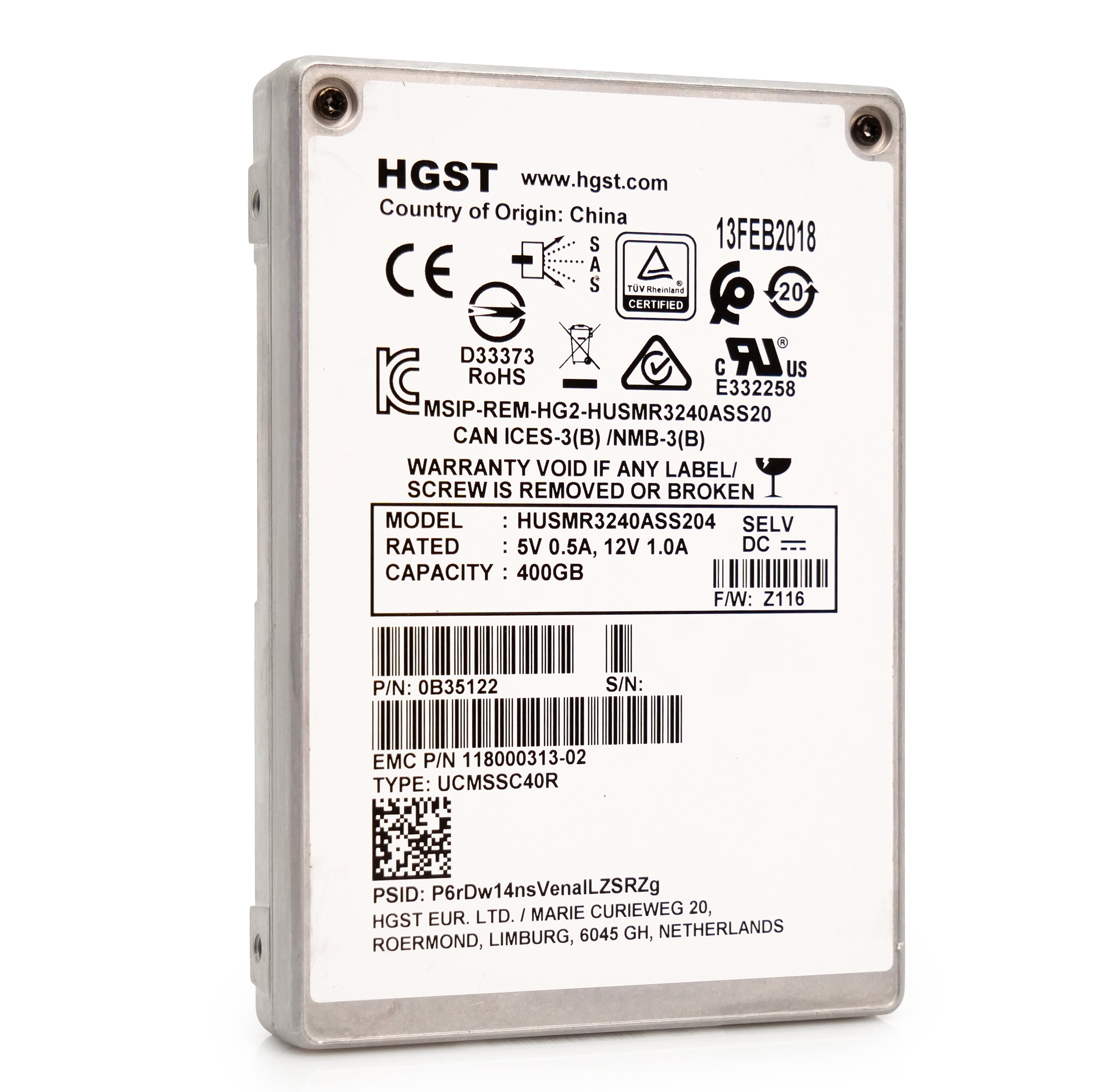 Western Digital Ultrastar DC SS300 HUSMR3240ASS204 400gb 3 DWPD SAS 12Gb/s 3D MLC NAND 2.5in Refurbished SSD