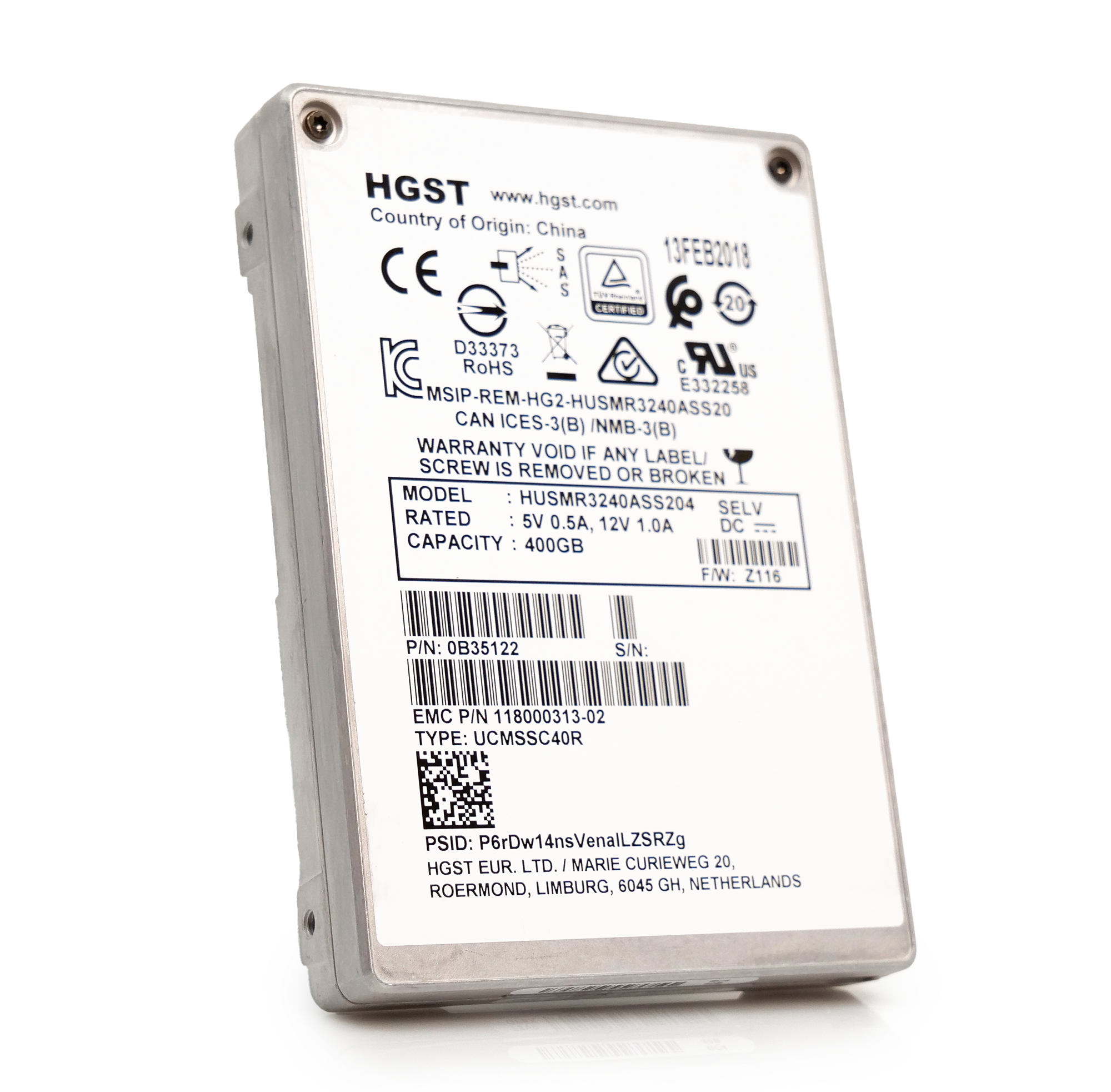 Western Digital Ultrastar DC SS300 HUSMR3240ASS204 400gb 3 DWPD SAS 12Gb/s 3D MLC NAND 2.5in Refurbished SSD