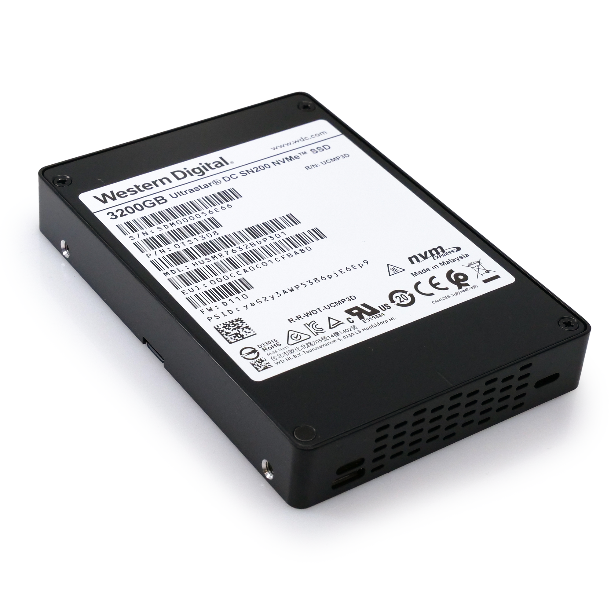Western Digital/HGST Ultrastar DC SN200 HUSMR7632BDP301 3.2TB PCIe Gen 3.0 x4 4GB/s NVMe 2.5in Recertified Solid State Drive