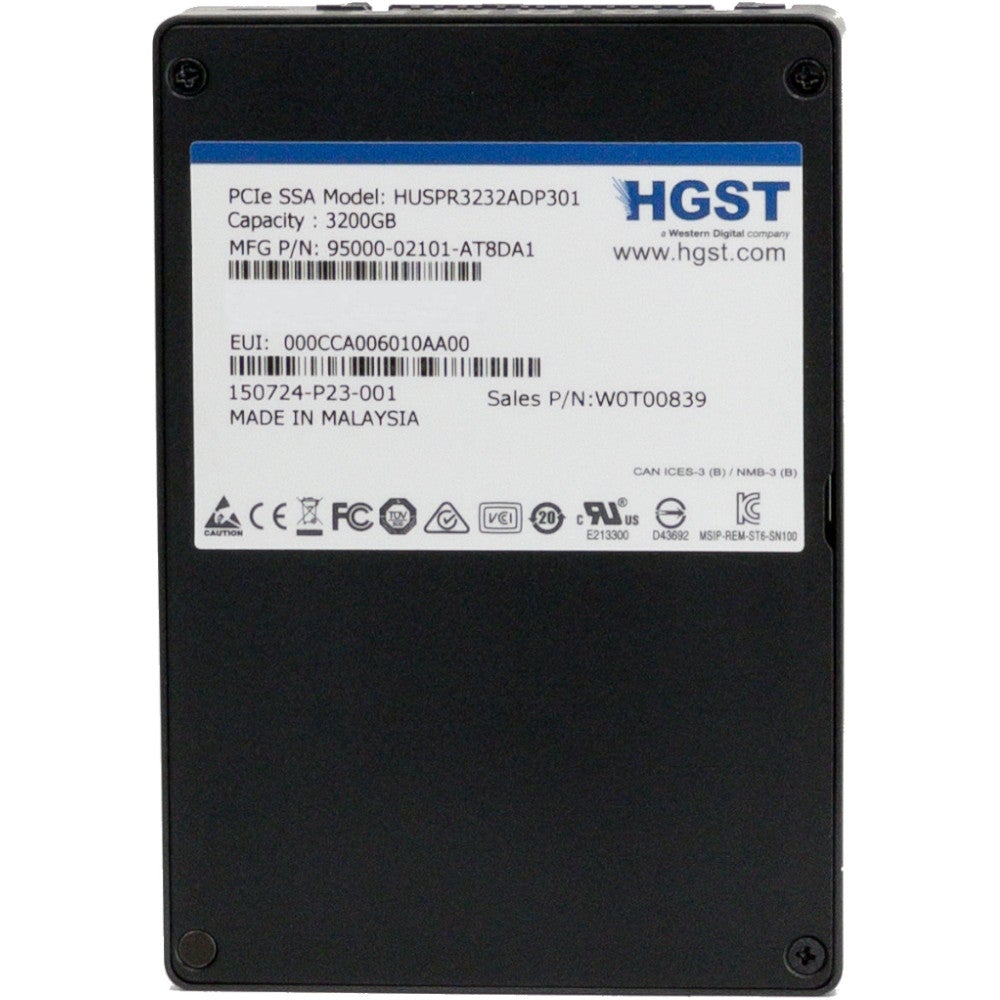 HGST SN100 HUSPR3232ADP301 0T00839 3.2TB PCIe Gen 3.0 x4 U.2 NVMe 2.5in Solid State Drive