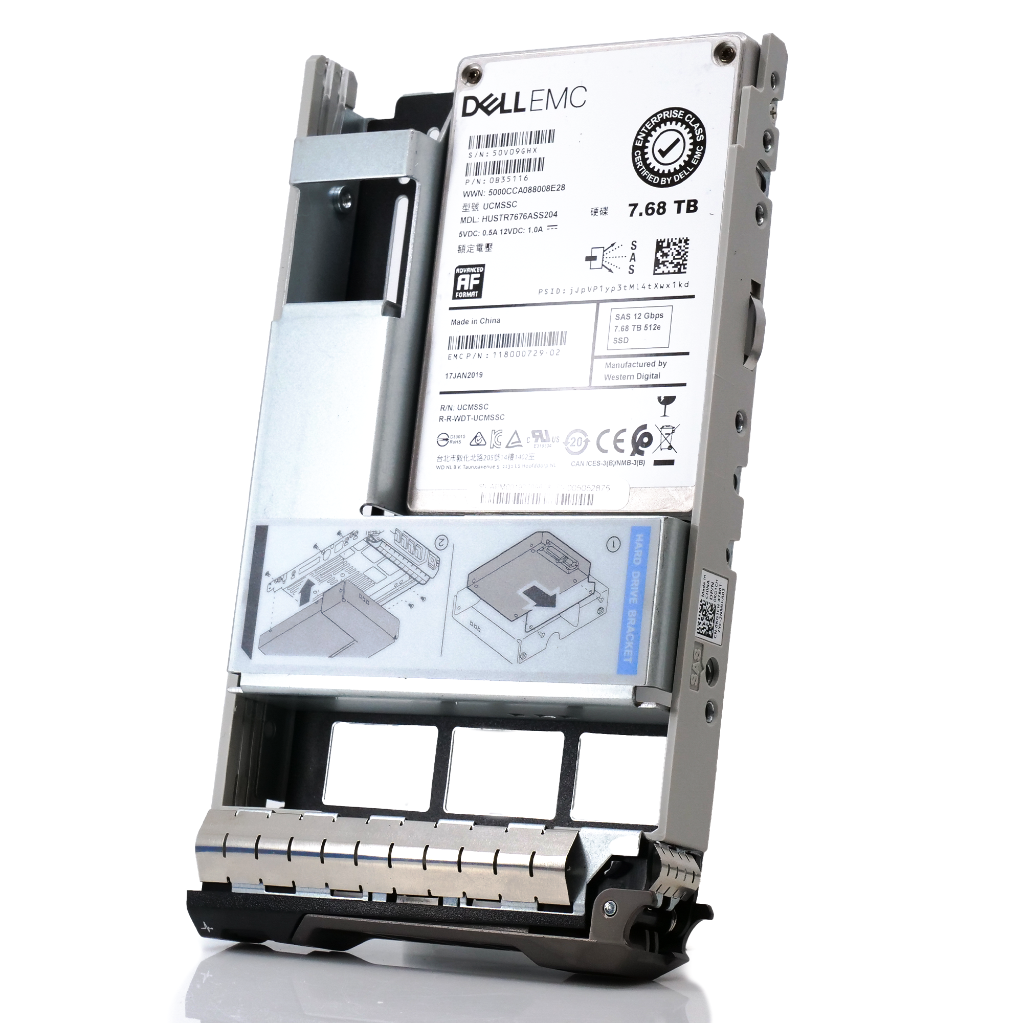 Dell EMC G13 HUSTR7676ASS204 0B35116 7.68TB SAS 12Gb/s 512e 1DWPD Read Intensive 3.5in Refurbished SSD
