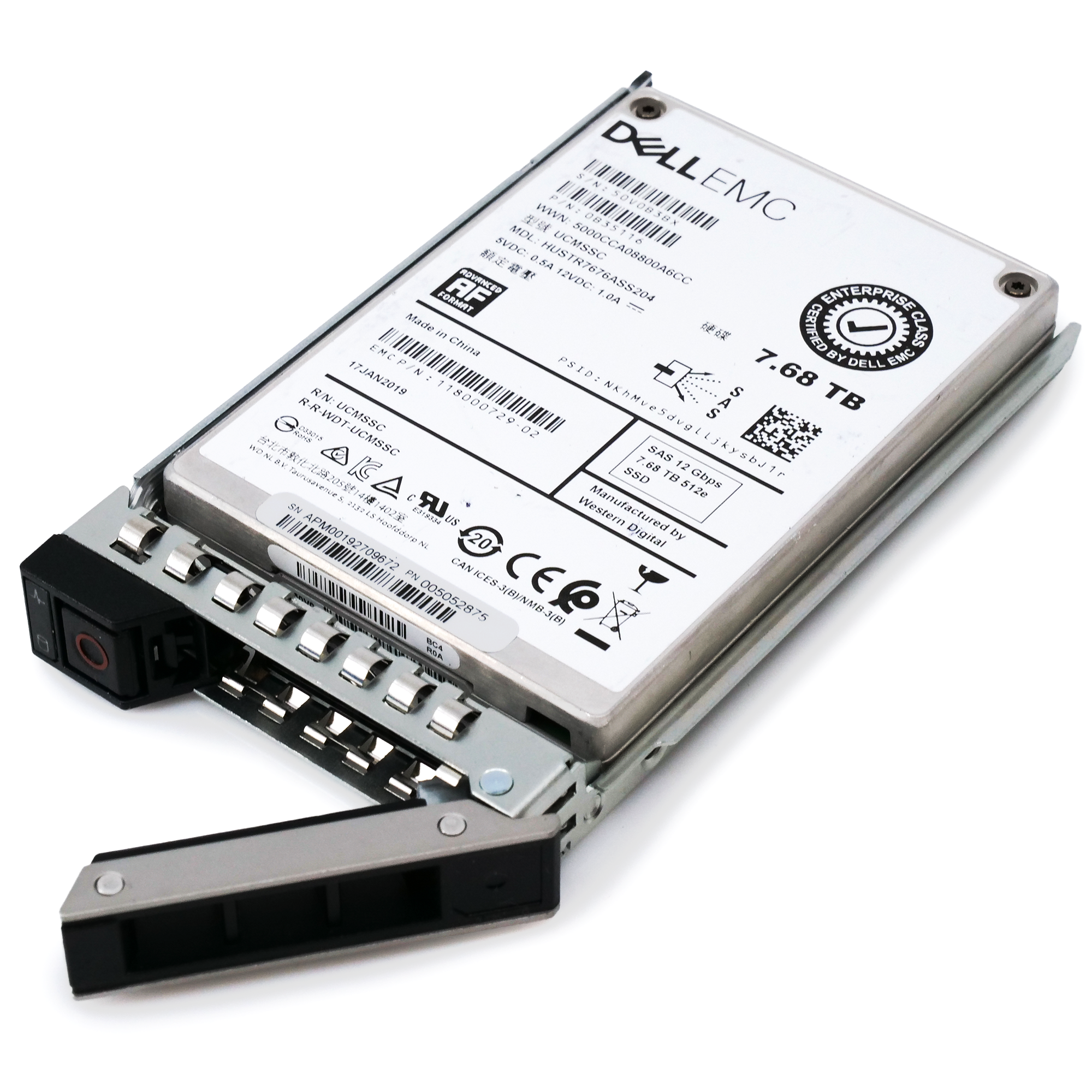 Dell EMC G14 HUSTR7676ASS204 0B35116 7.68TB SAS 12Gb/s 512e 1DWPD Read Intensive 2.5in Recertified Solid State Drive