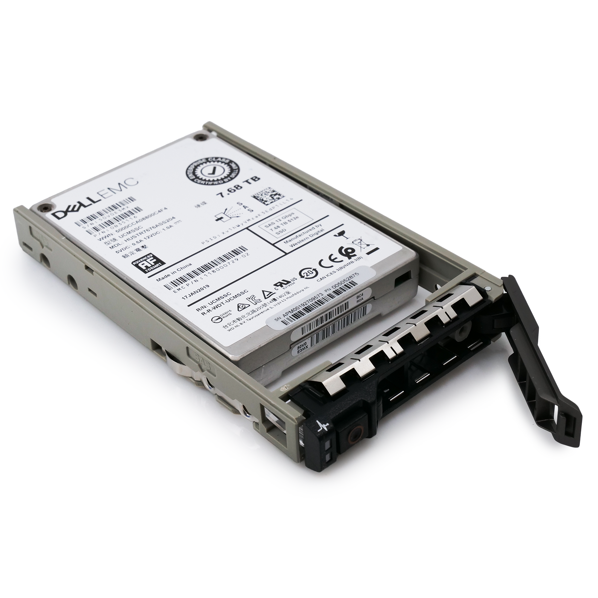 Dell EMC G13 HUSTR7676ASS204 0B35116 7.68TB SAS 12Gb/s 512e 1DWPD Read Intensive 2.5in Recertified Solid State Drive