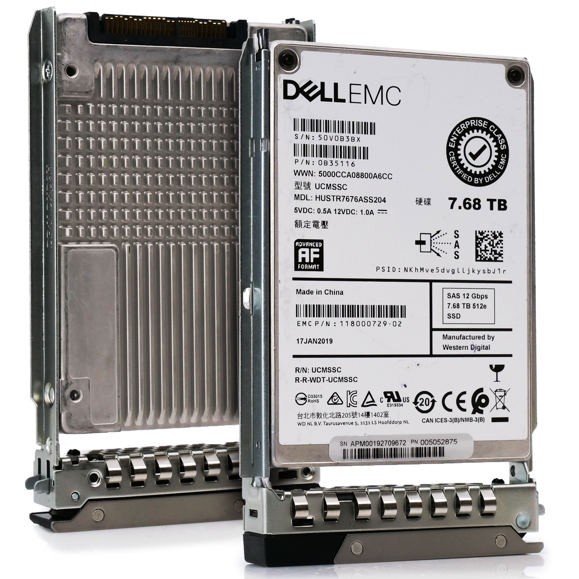 Dell EMC G14 HUSTR7676ASS204 0B35116 7.68TB SAS 12Gb/s 512e 1DWPD Read Intensive 2.5in Solid State Drive