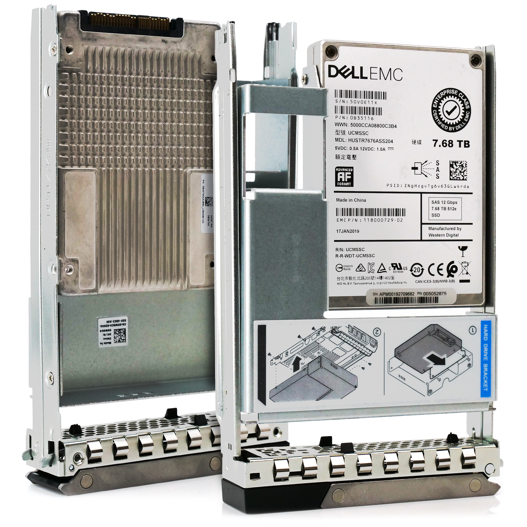 Dell EMC G14 HUSTR7676ASS204 0B35116 7.68TB SAS 12Gb/s 512e 1DWPD Read Intensive 3.5in Refurbished SSD