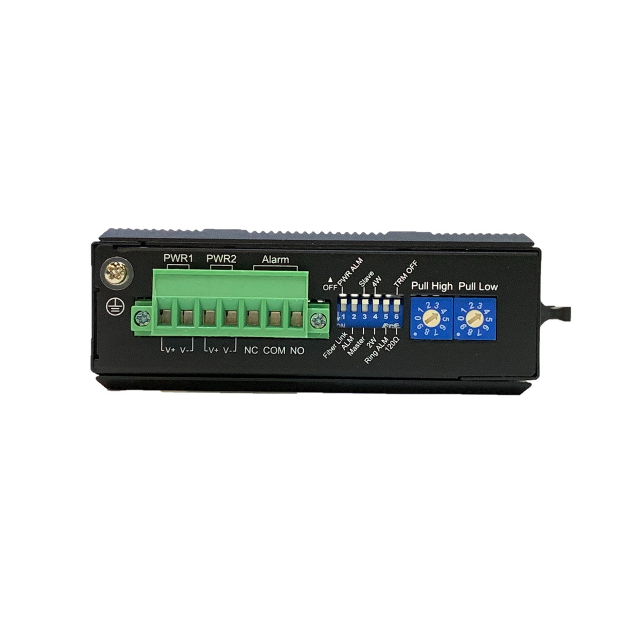 IFC-FDC-E-SC002 - RS-232, RS-485, RS-422 over daisy chain dual port multimode fiber industrial media converter, 2Km, 2.5kV isolation, -40-75 Celsius