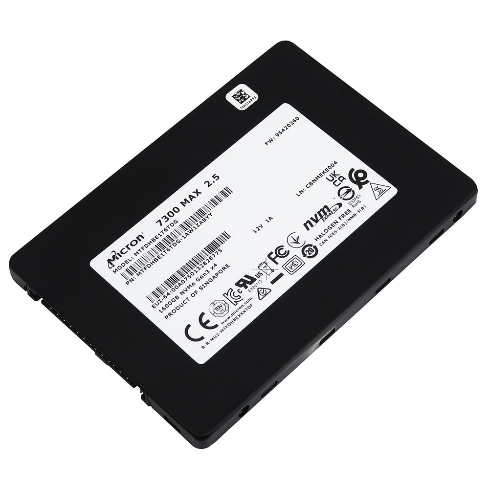 Micron 7300 MAX MTFDHBE1T6TDG-1AW1ZAB 1.6TB PCIe Gen 3.0 x4 NVMe U.2 2.5in Solid State Drive