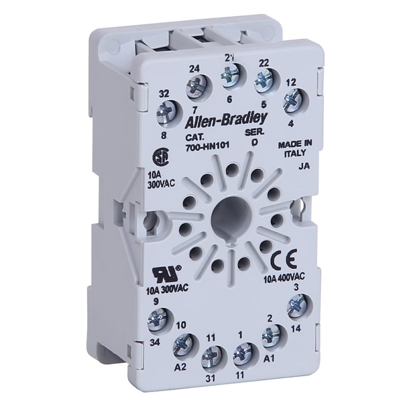 700-HN101 | Allen-Bradley 11-Pin Relay Socket, Guarded Terminals, Panel/DIN Mount