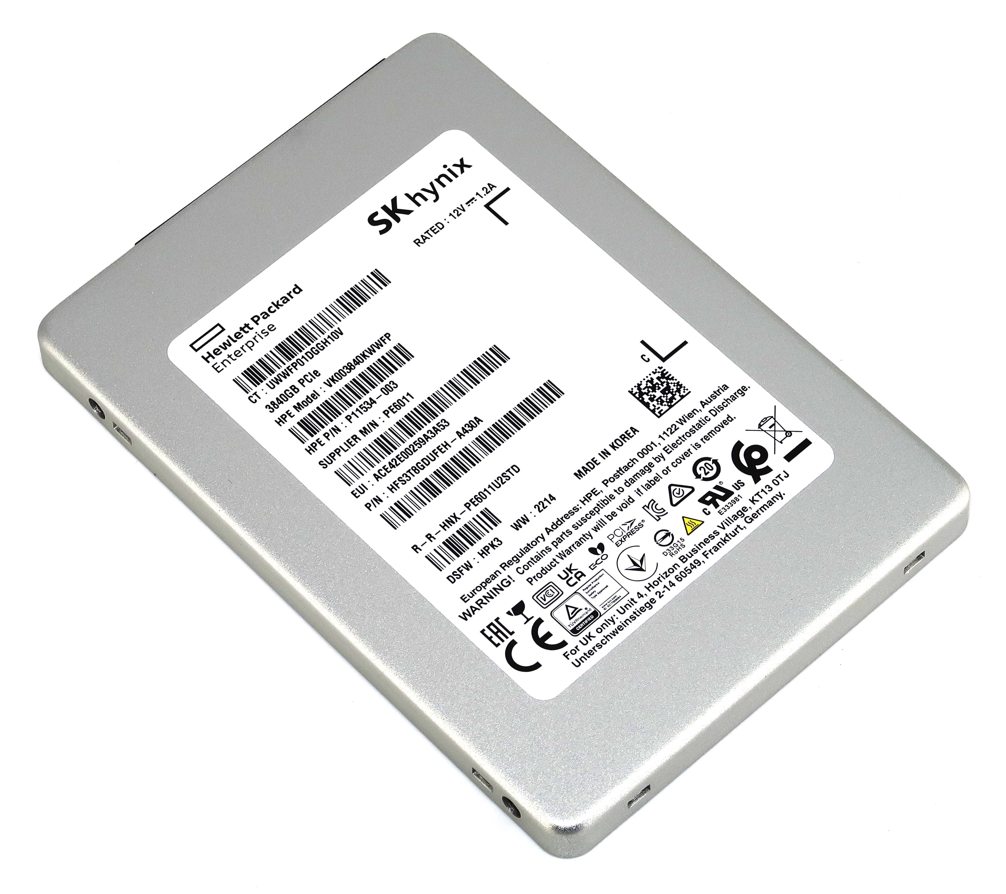 HP / SK Hynix PE6011 P11534-003 3.84TB PCIe Gen 3.0 x4 4GB/s 3D TLC U.2 NVMe 2.5in Solid State Drive