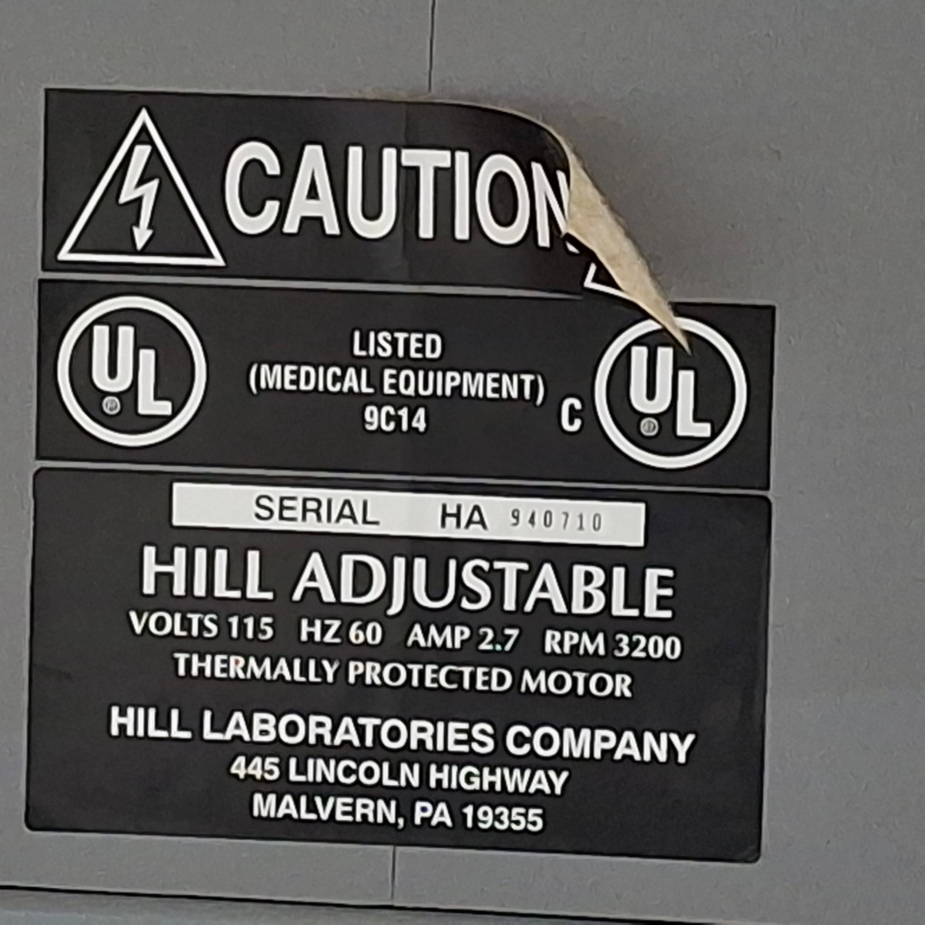 Hill Laboratories Co. Hill Adjustable Chiropractic Table
