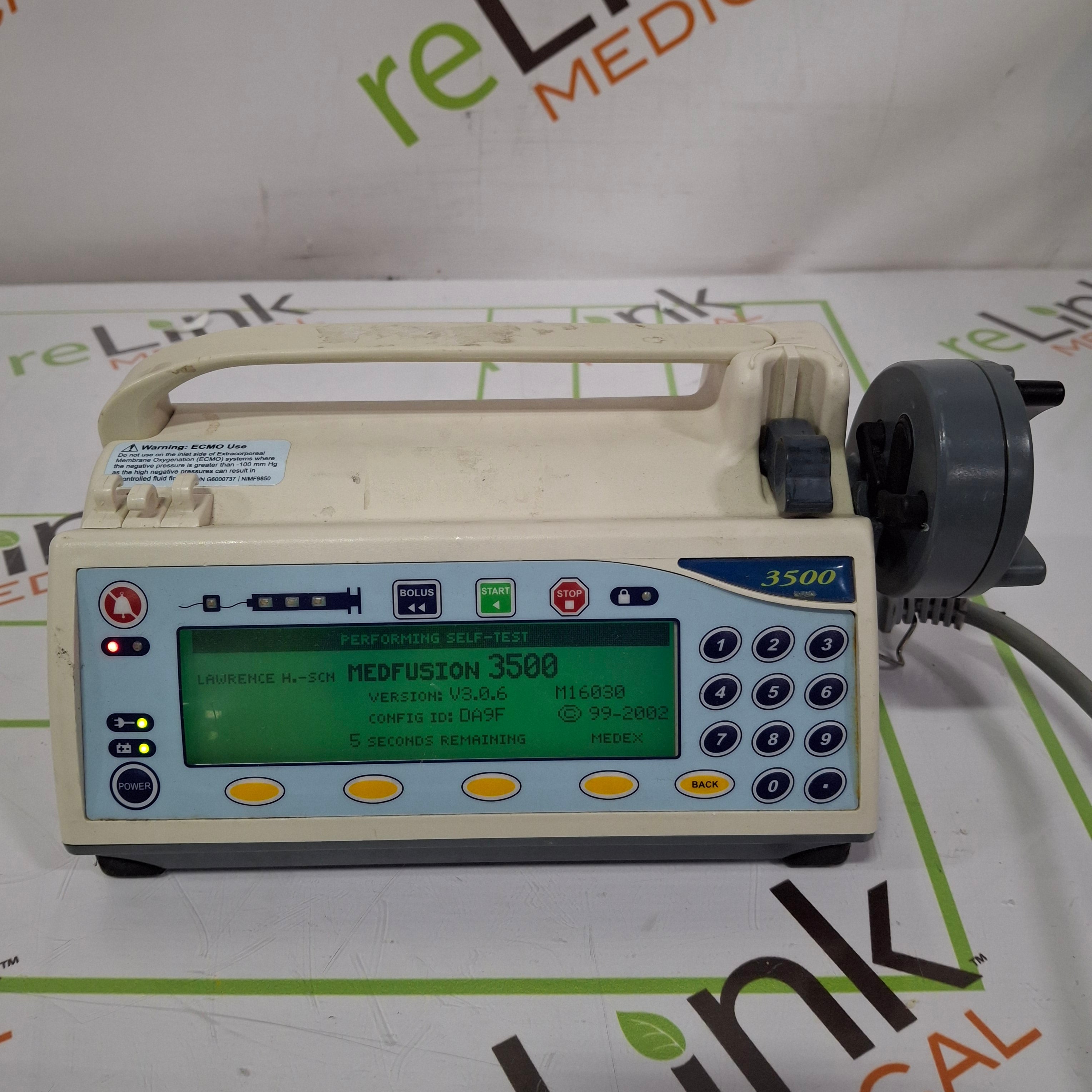 Smiths Medical Medfusion 3500 Version 3 Syringe Infusion Pump