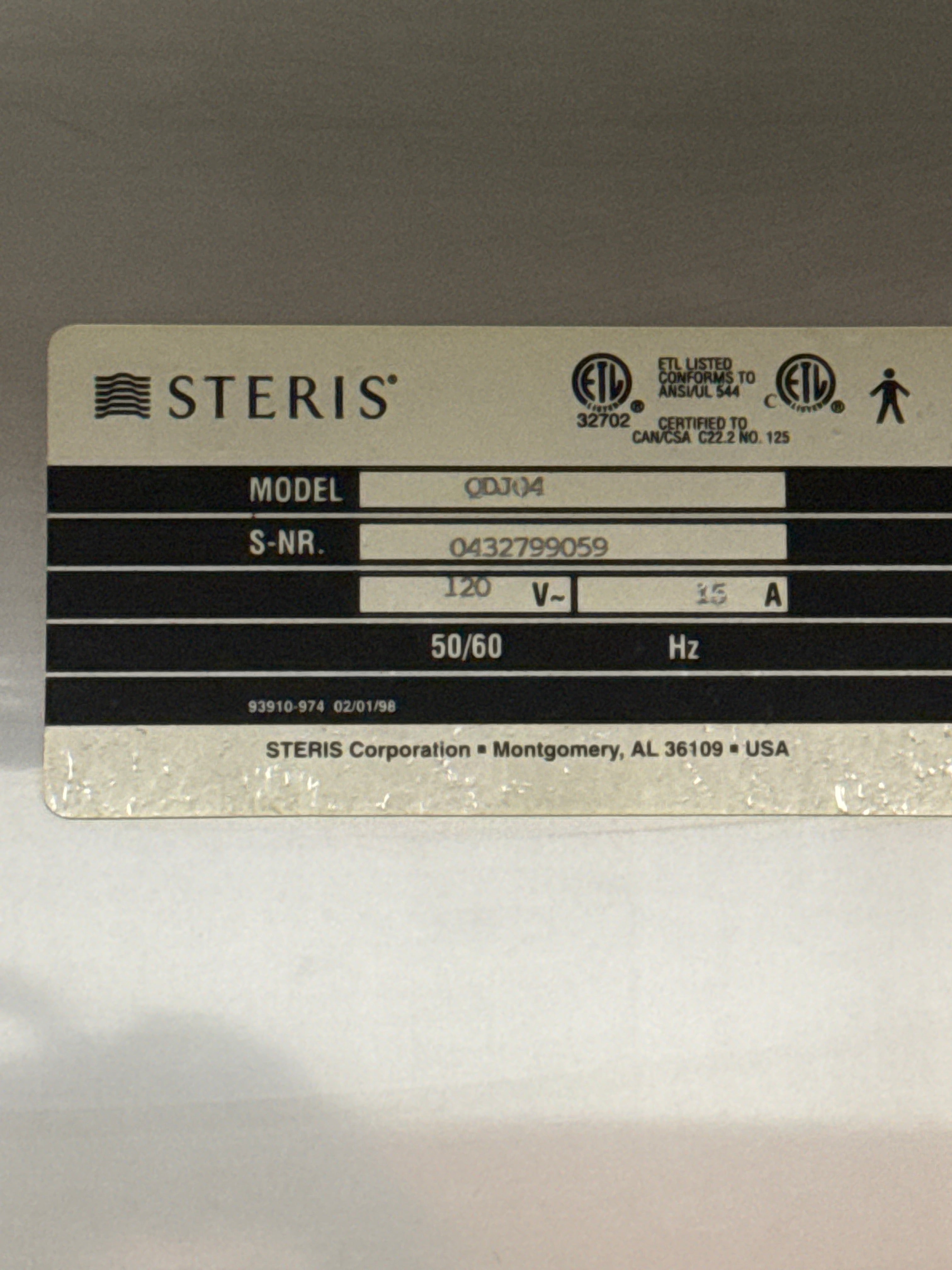 Steris QDJ04 Dual Compartment Warming Cabinet