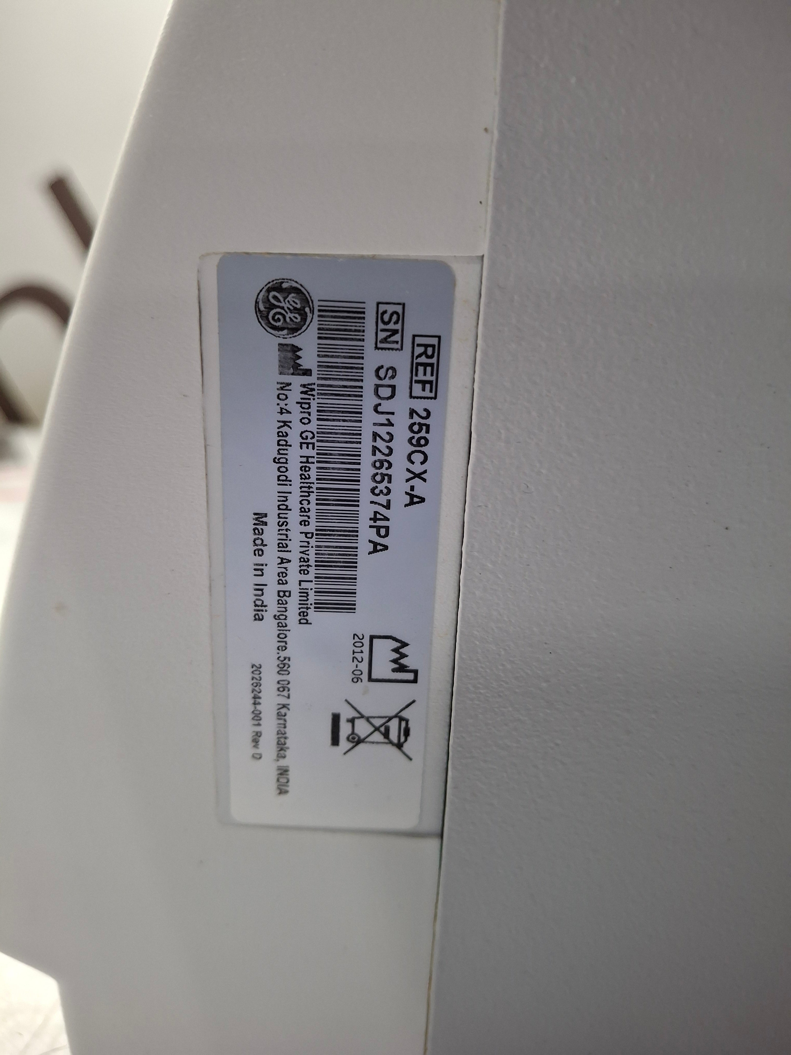GE Healthcare Corometrics 250cx Series Model 259cx-a Fetal Monitor