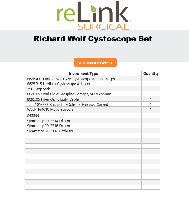 Richard Wolf 8626.431 5° Cystoscope Set
