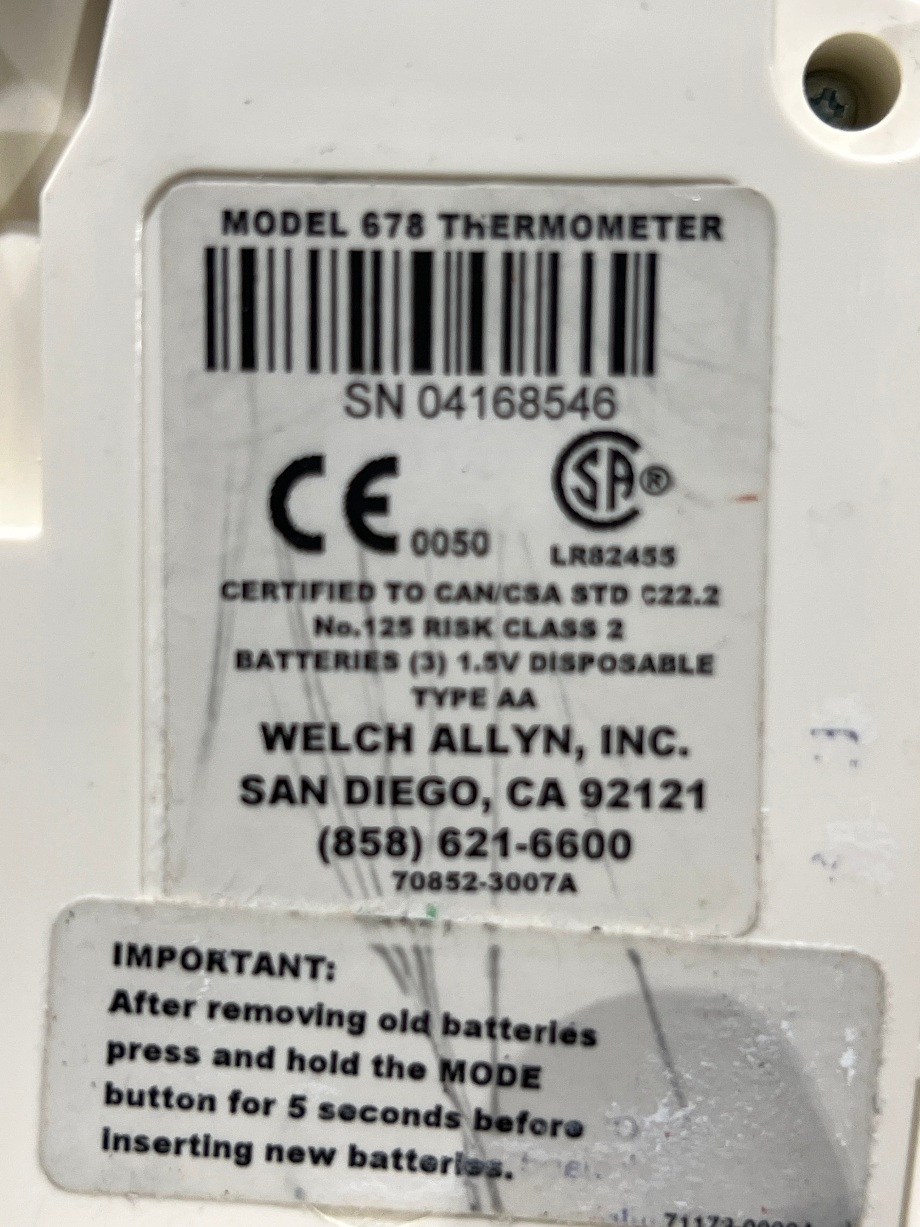 Welch Allyn Suretemp 678 Thermometer