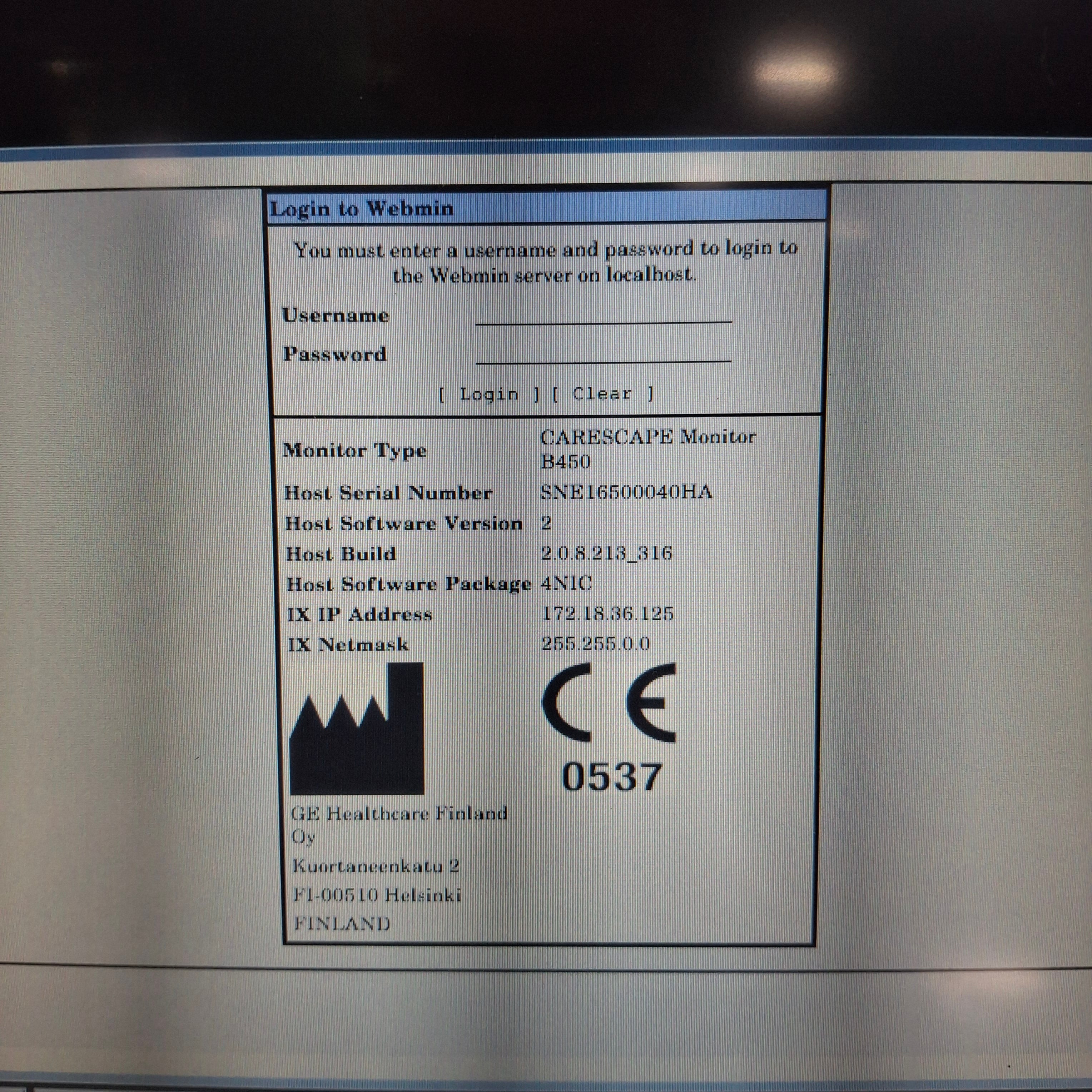 GE Healthcare Carescape B450 Patient Monitor